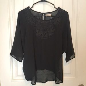 Pins and Needles black chiffon dolman blouse S